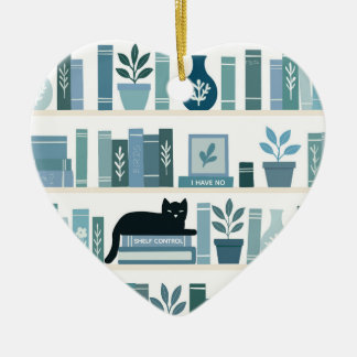 I have no shelf control Bookshelf & Cat heart Ceramic Tree Decoration