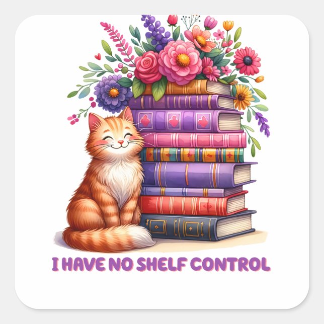 I have no shelf control kitty square sticker (Front)