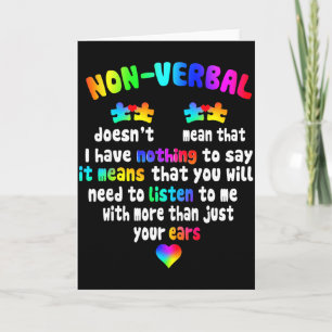 I Have Non-verbal Puzzle Piece Neon Pastel Autism Card