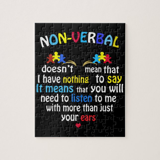 I Have Nonverbal Autism Awareness Puzzle Piece (Vertical)