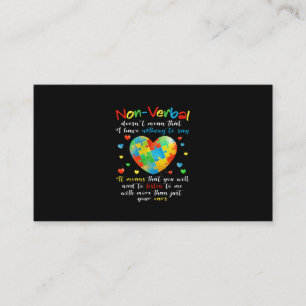 I Have NONVERBAL Autism Awareness Puzzle Piece Business Card