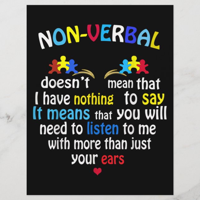 I Have Nonverbal Autism Awareness Puzzle Piece Custom Letterhead (Front)