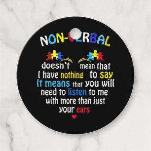 I Have Nonverbal Autism Awareness Puzzle Piece Favour Tags