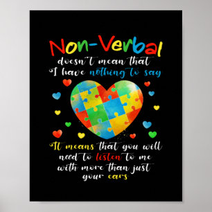 I Have NONVERBAL Autism Awareness Puzzle Piece Poster