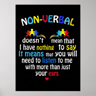 I Have Nonverbal Autism Awareness Puzzle Piece Poster