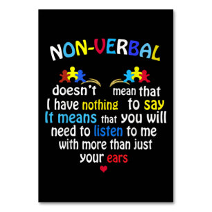 I Have Nonverbal Autism Awareness Puzzle Piece Table Number