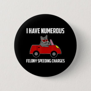 I Have Numerous Felony Speeding Charges Funny Cat  6 Cm Round Badge
