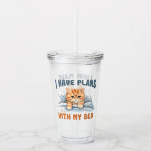 I Have Plans with My Bed – Cosy Orange Cat Acrylic Tumbler
