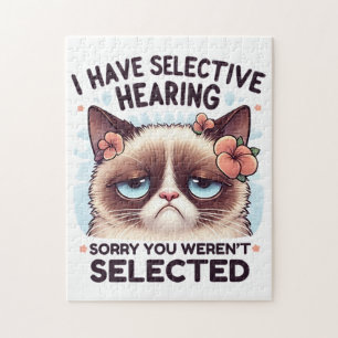 I Have Selective Hearing Funny Cat Lover Gift  Jigsaw Puzzle