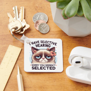 I Have Selective Hearing Funny Cat Lover Gift Key Ring