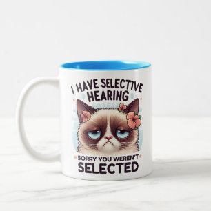 I Have Selective Hearing Funny Cat Lover Gift Two-Tone Coffee Mug