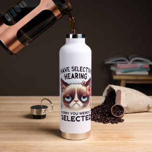 I Have Selective Hearing Funny Cat Lover Gift Water Bottle