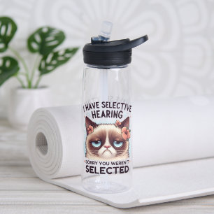 I Have Selective Hearing Funny Cat Lover Gift Water Bottle