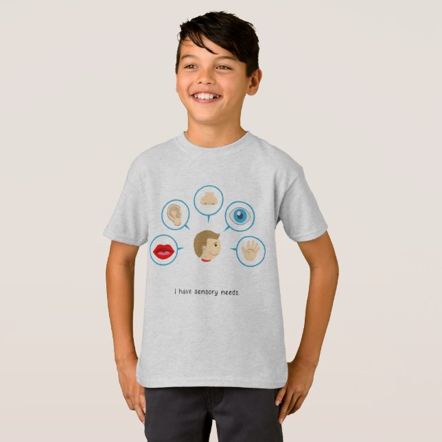 I Have Sensory Needs - Kid's T-Shirt (Gray) (Front Full)