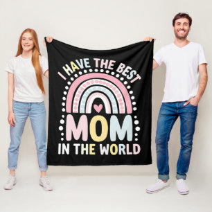 I Have The Best Mum In The World Boho Rainbow Fleece Blanket