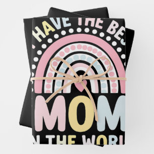 I Have The Best Mum In The World Boho Rainbow Wrapping Paper Sheet