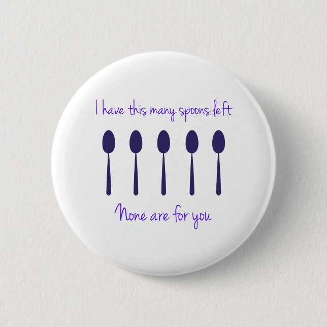 I have this many spoons left 6 cm round badge (Front)