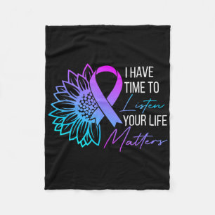 I Have Time To Listen Mental Health Suicide Awaren Fleece Blanket