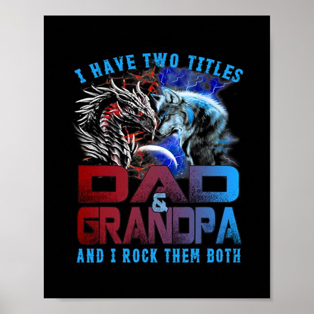 I Have Two Titles Dad And Grandpa Wolf Dragon Poster (Front)