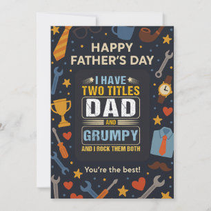 I Have Two Titles Dad And Grummy Fathers Day Gift  Invitation