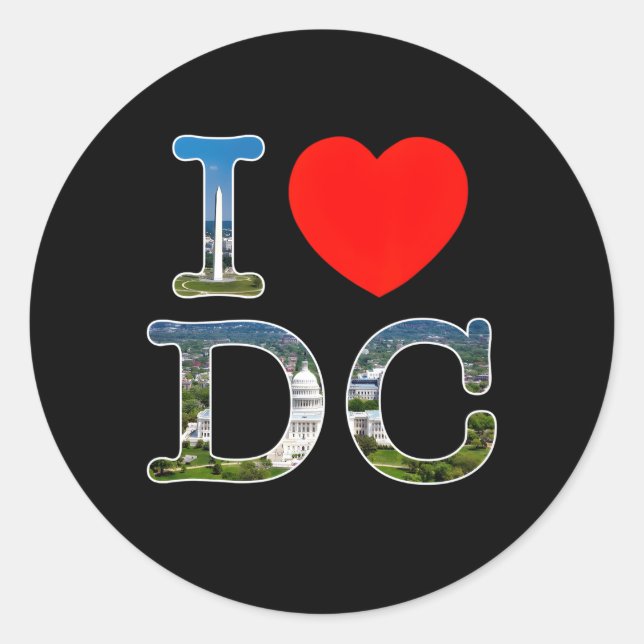I He Love Washington Wa Dc Font Classic Round Sticker (Front)