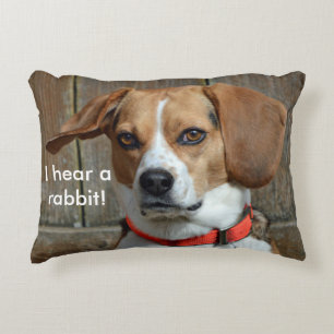 I Hear A Rabbit! Beagle Hound Decorative Cushion