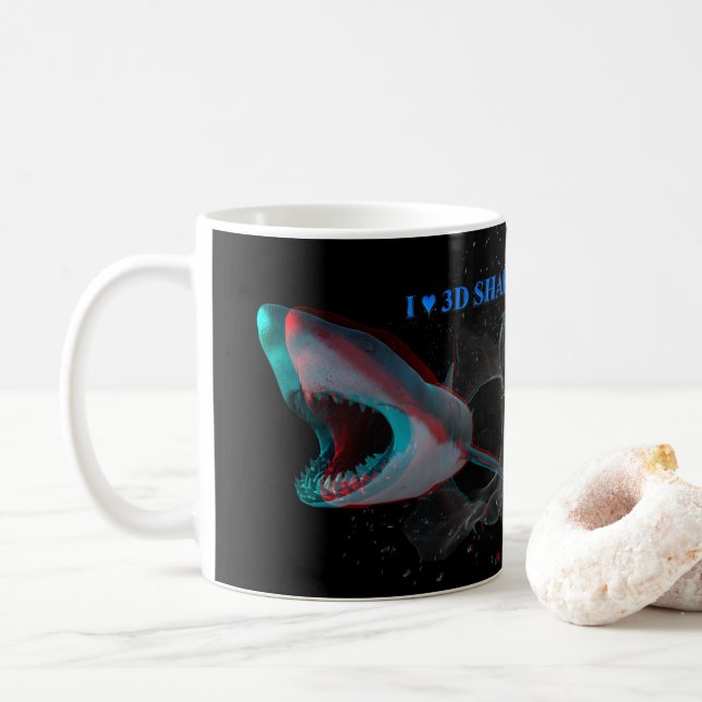 I Heart 3D Sharks Coffee Mug (With Donut)