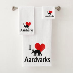 I Heart Aardvarks Bath Towel Set