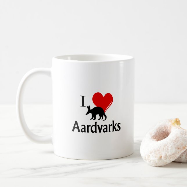 I Heart Aardvarks Coffee Mug (With Donut)