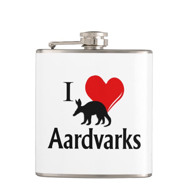 I Heart Aardvarks Hip Flask (Front)