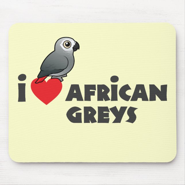 I Heart African Greys Mouse Mat (Front)