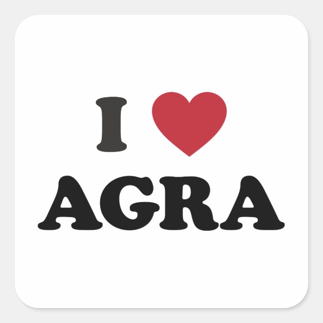 I Heart Agra India Square Sticker (Front)