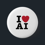 I Heart AI 6 Cm Round Badge<br><div class="desc">For those who love artificial intelligence.</div>