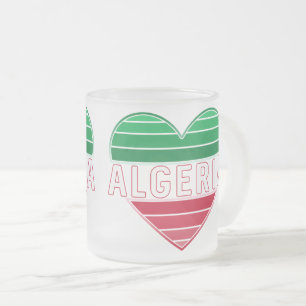 I Heart Algeria, Gradient Flag Colours Frosted Glass Coffee Mug