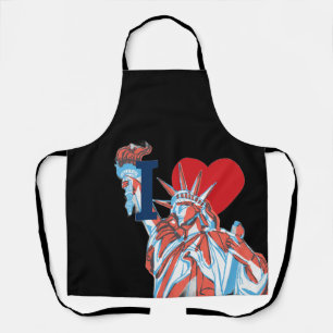 I Heart America Statue of Liberty Fourth of July Apron