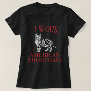 I Heart American Shorthair Cat Illustration T-Shirt