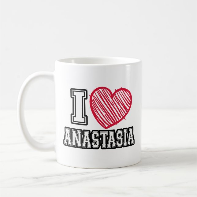 I Heart Anastasia First Name I Love Anastasia Pers Coffee Mug (Left)