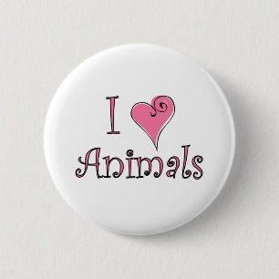 I (heart) animals 6 cm round badge