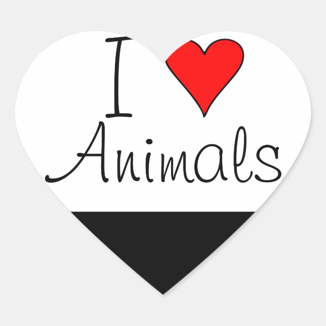 I heart animals heart sticker (Front)