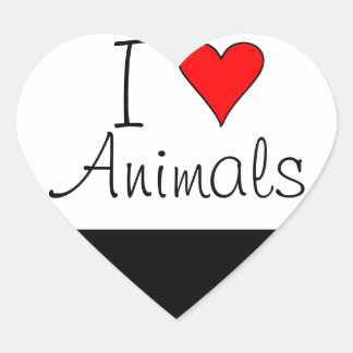 I heart animals heart sticker