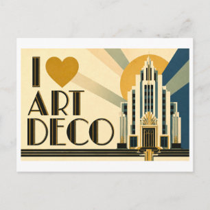 "I [Heart] Art Deco" Postcard