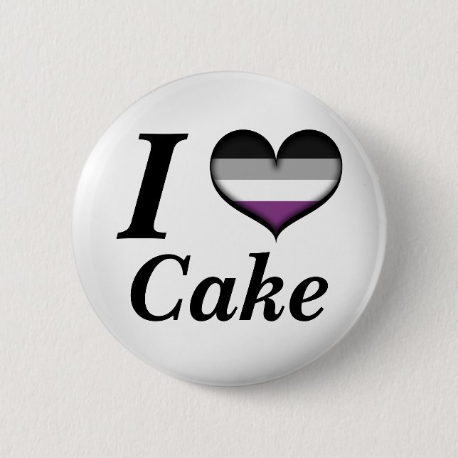 I Heart Asexual Cake Ace Pride Flag Design 6 Cm Round Badge (Front)