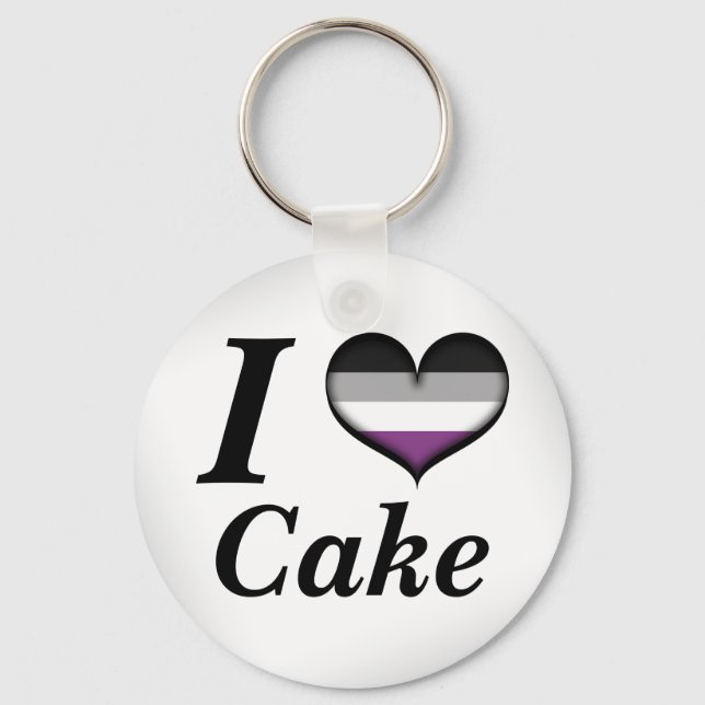 I Heart Asexual Cake Ace Pride Flag Design Key Ring (Front)
