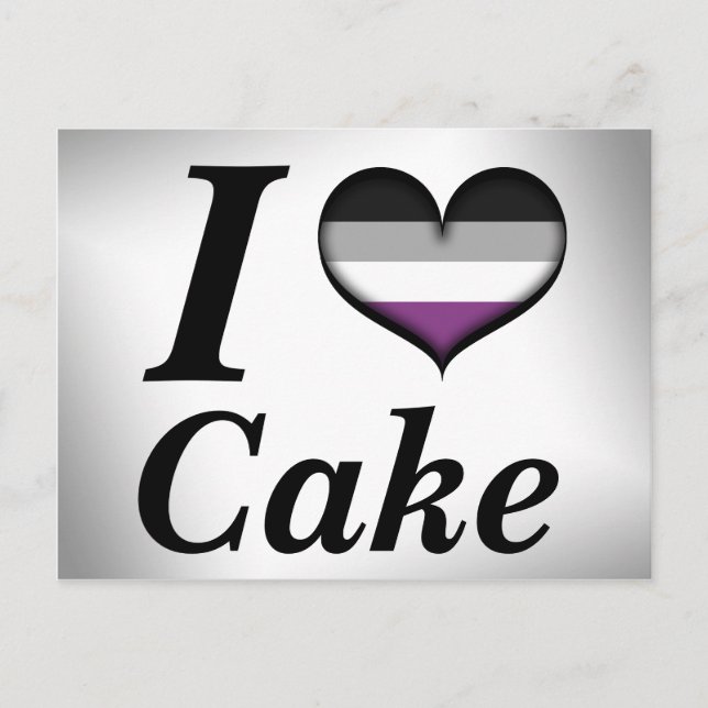 I Heart Asexual Cake Ace Pride Flag Design Postcard (Front)