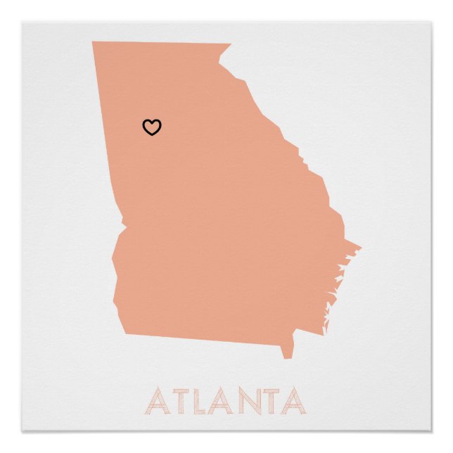 I Heart Atlanta Peach Georgia Map Poster (Front)