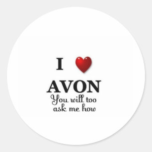 i heart avon - ask how classic round sticker