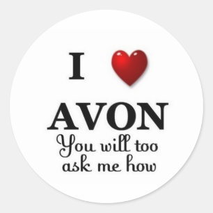 i heart avon ask me how classic round sticker
