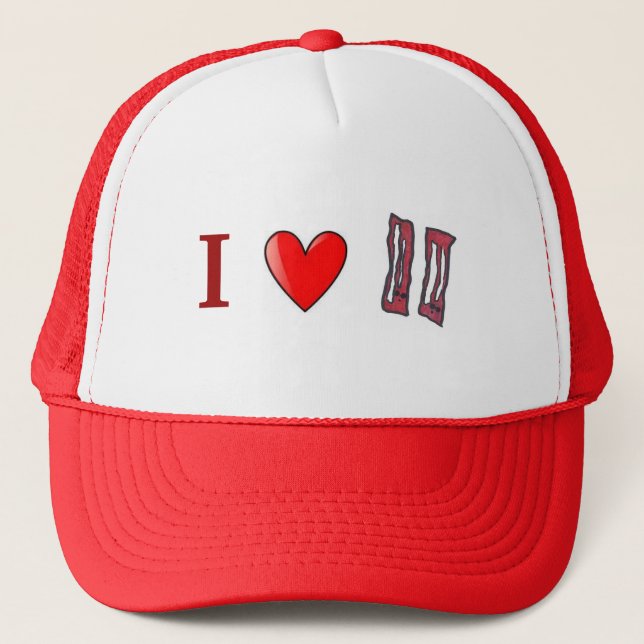 I heart bacon trucker hat (Front)