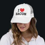 I heart bacon Trucker Hat for bacon lovers<br><div class="desc">I heart bacon Trucker Hat for bacon lovers. Make your own fun cap. Personalise this template with your own funny text.</div>
