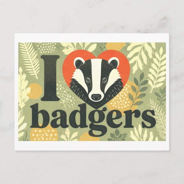"I [Heart] Badgers" Postcard (Front)